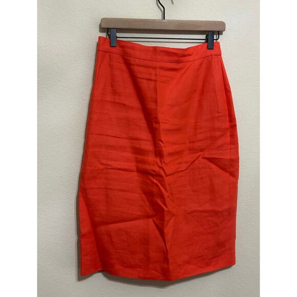Max Mara Linen Skirt Women's Size 10 Orange Pencil Knee Length Straight Colorful - Picture 1 of 11